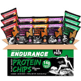 Natural Endurance Protein Chips Original bag open for quick, high-protein snack on the go
