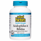 Natural Factors Acidophilus Bifidus bottle front showing double-strength probiotic formula for digestive support