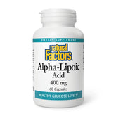 Natural Factors Alpha-Lipoic Acid 400 mg bottle showing product packaging and label.