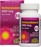 Natural Factors B12 chewable bottle for daily energy support.