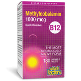 Natural Factors B12 methylcobalamin 1000 mcg chewable tablets support daily energy metabolism.