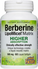 Natural Factors Berberine Lipomicel bottle front for gluten-free daily metabolic support.