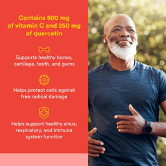 Natural Factors C Extra Quercetin capsules close-up highlighting easy-to-swallow form.