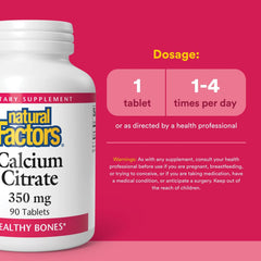 Natural Factors calcium citrate dosage portion highlights daily serving.