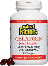Natural Factors Celadrin bottle front promoting joint support for daily activity.
