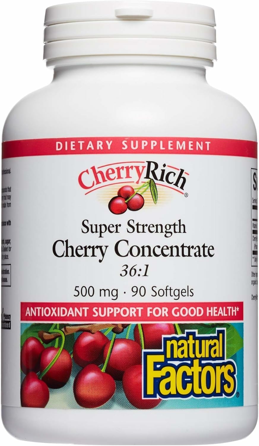 Natural Factors CherryRich bottle front highlights joint support potential.