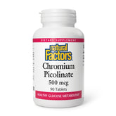 Natural Factors chromium picolinate bottle with cap suggesting daily metabolism support.