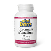 Natural Factors Chromium & Vanadium bottle; potential metabolism support for daily energy.