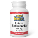 Natural Factors Citrus Bioflavonoids 650mg bottle supporting vitamin C use.