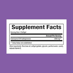 Natural Factors CoQ10 label closeup highlights high absorption ubiquinone.