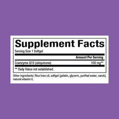 Natural Factors CoQ10 softgels close-up showing easy-to-swallow capsules