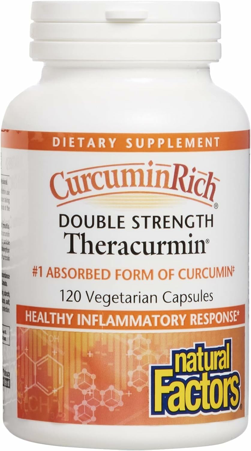 Natural Factors CurcuminRich Theracurmin bottle showing antioxidant support.