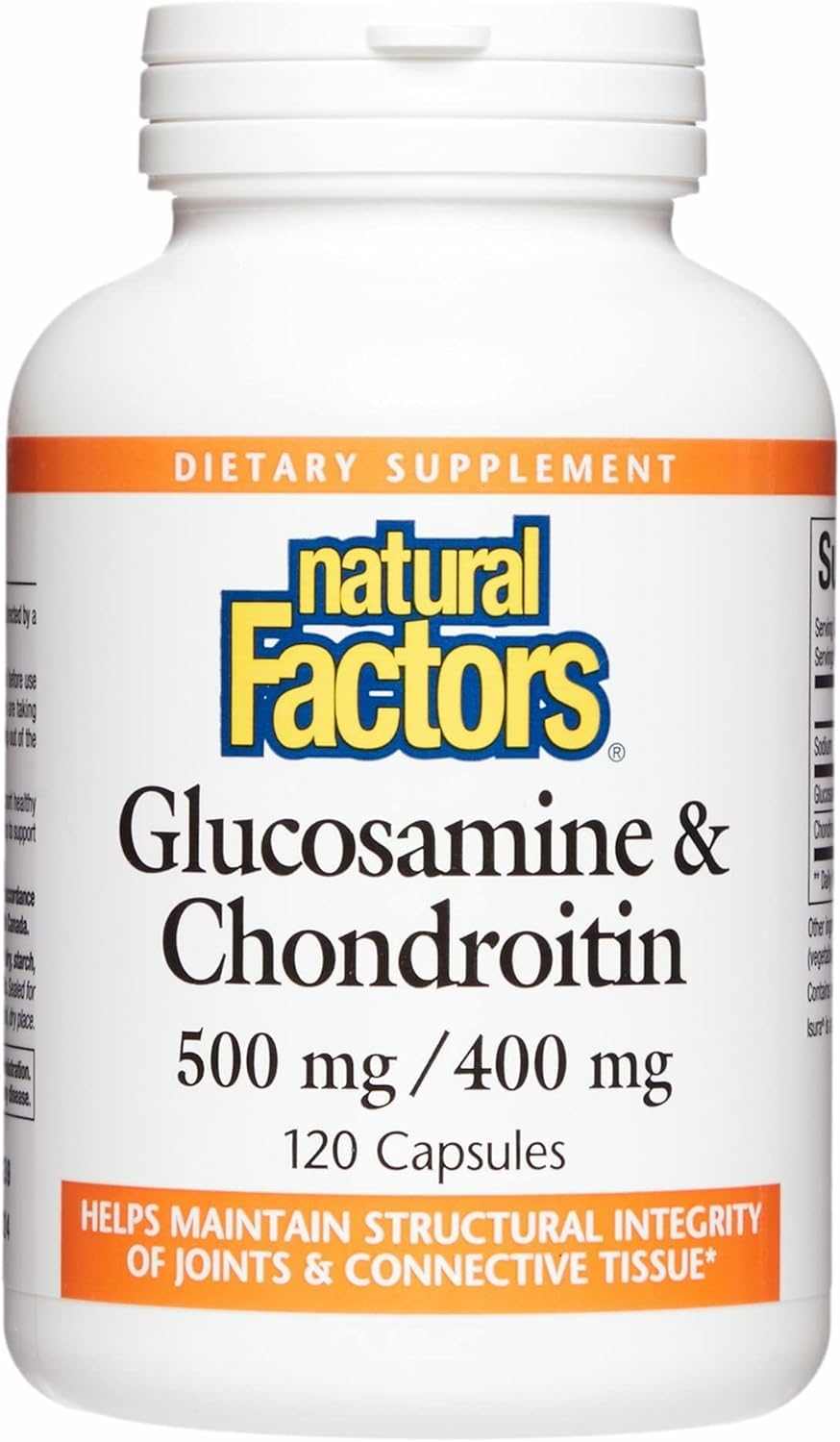 Natural Factors Glucosamine & Chondroitin bottle pour supports joint health and mobility.