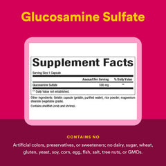Natural Factors Glucosamine Sulfate label detail indicating shellfish sourcing and testing