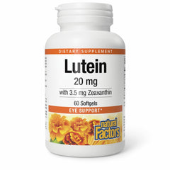 Natural Factors Lutein 20mg softgels bottle for daily eye and skin support.