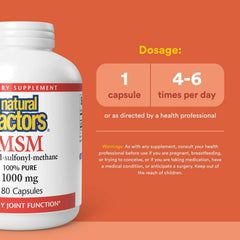 Natural Factors MSM capsules closeup for easy daily intake.