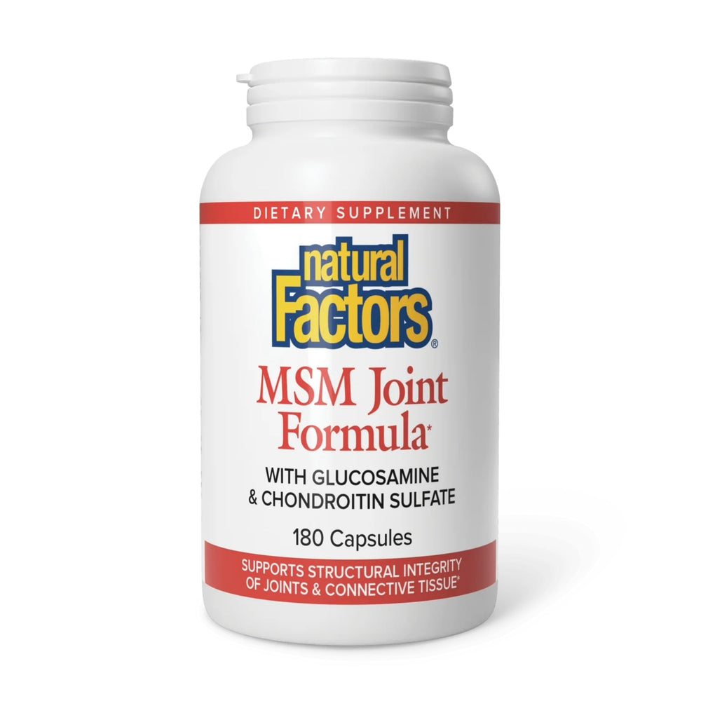 Natural Factors MSM Joint Formula bottle front signaling daily joint support.