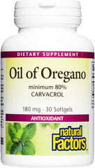 Natural Factors Oil of Oregano bottle with softgels for daily immune support.