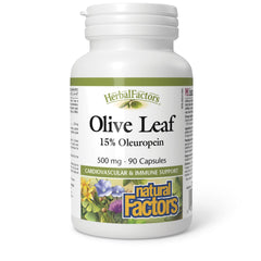 Natural Factors Olive Leaf bottle with 500 mg extract for immune support possibilities