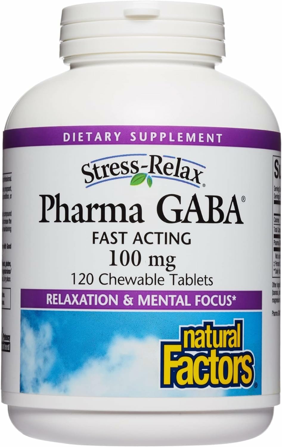 Natural Factors Pharma GABA bottle front promotes calm sleep support