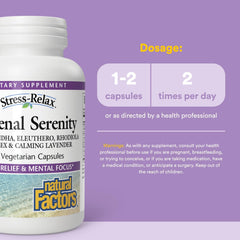 Natural Factors Adrenal Serenity label close up, all vegetarian herbal formula