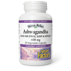 Natural Factors Stress-Relax Ashwagandha bottle on a clean surface for calm support