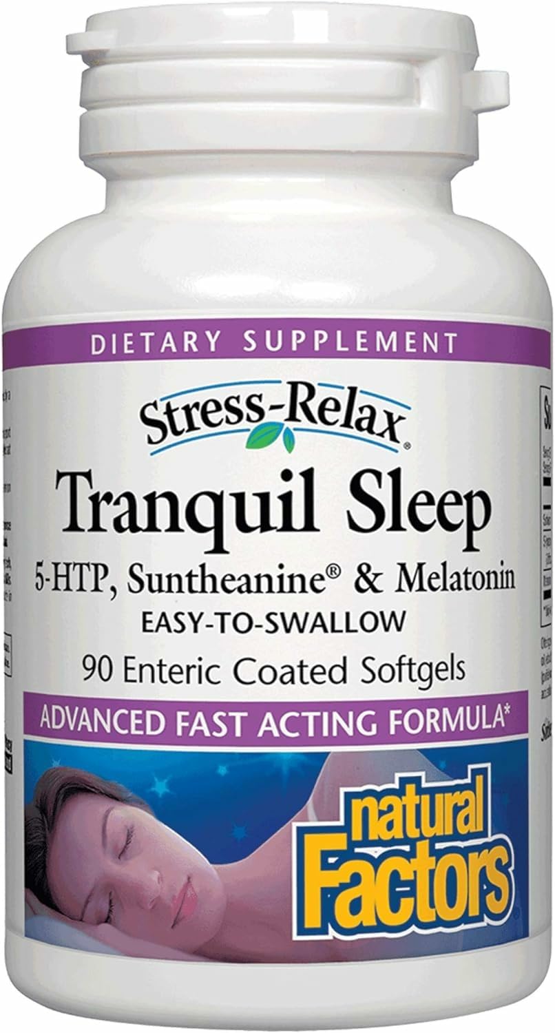 Natural Factors Stress-Relax Tranquil Sleep bottle label showing trusted sleep support