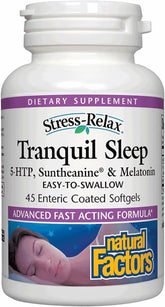 Natural Factors Stress-Relax tranquil sleep bottle suggesting calm nights