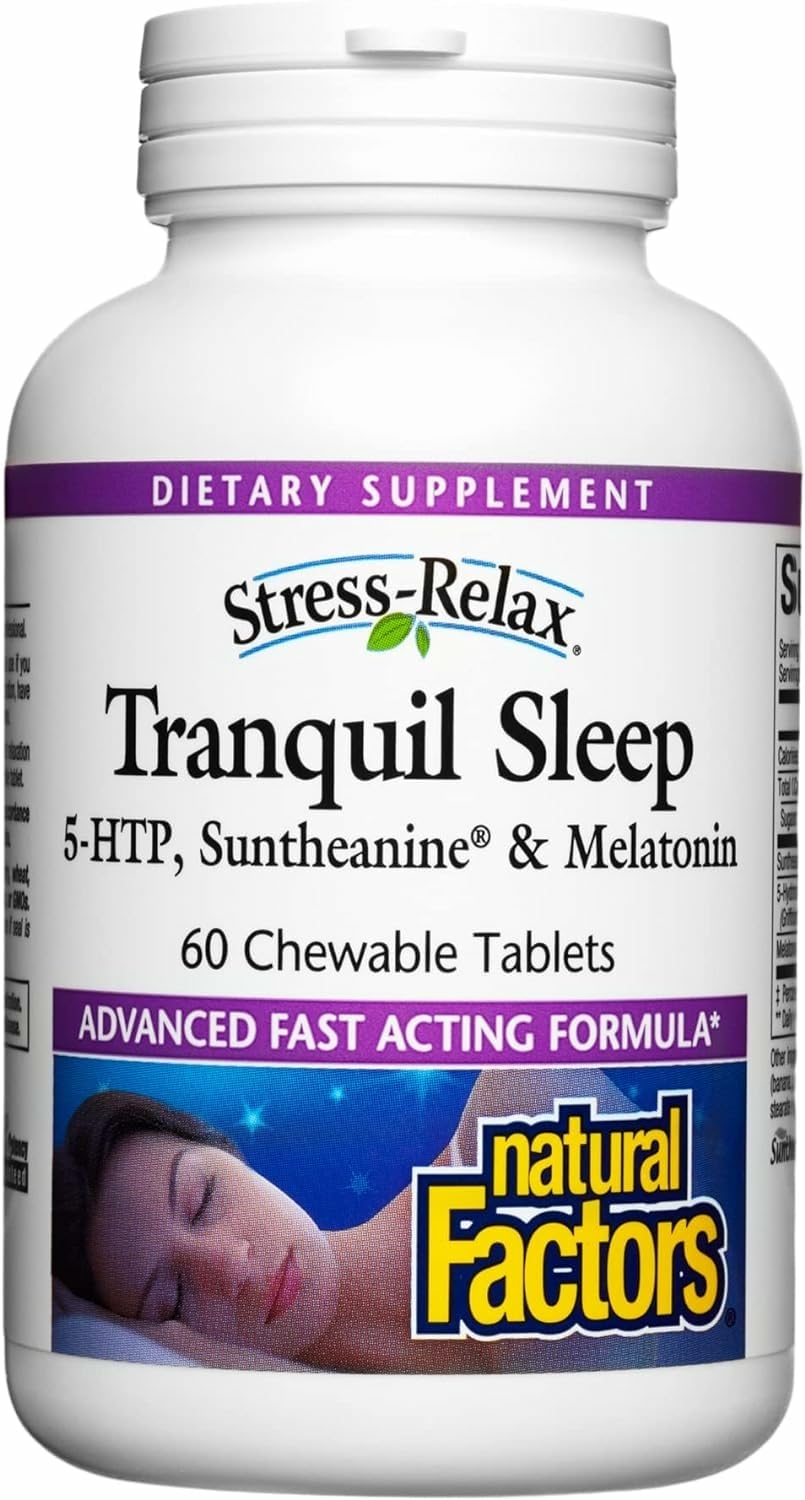 Natural Factors Tranquil Sleep bottle front, supports calming nighttime routine.