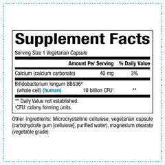 Natural Factors TravelBiotic bottle back highlights 10 billion CFU vegan formula.
