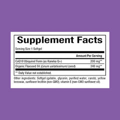 Close-up of Natural Factors ubiquinol softgels for easy daily energy support