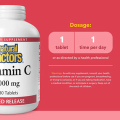 Natural Factors Vitamin C 1000 mg time-release tablet dissolve close-up reveals eight hour release