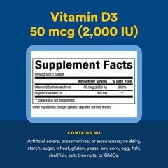 Natural Factors Vitamin D3 2000 IU soft gels bottle front for easy dosing