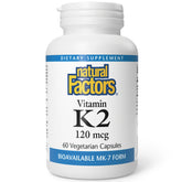 Natural Factors Vitamin K2 120 mcg bottle for bone and vascular support in daily use