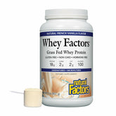 Natural Factors Whey Factors French Vanilla tub for high-protein post-workout support.
