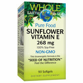 Natural Factors Whole Earth & Sea Vitamin E bottle with sunflower oil, may support antioxidant function.