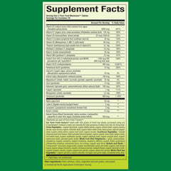 Natural Factors Whole Earth & Sea Women's 50+ label closeup highlighting quality ingredients for daily wellness.