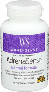 Natural Factors WomenSense AdrenaSense bottle with capsules for adrenal support.