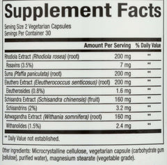 AdrenaSense capsules close-up highlighting vegan, non-GMO formula for stress support.