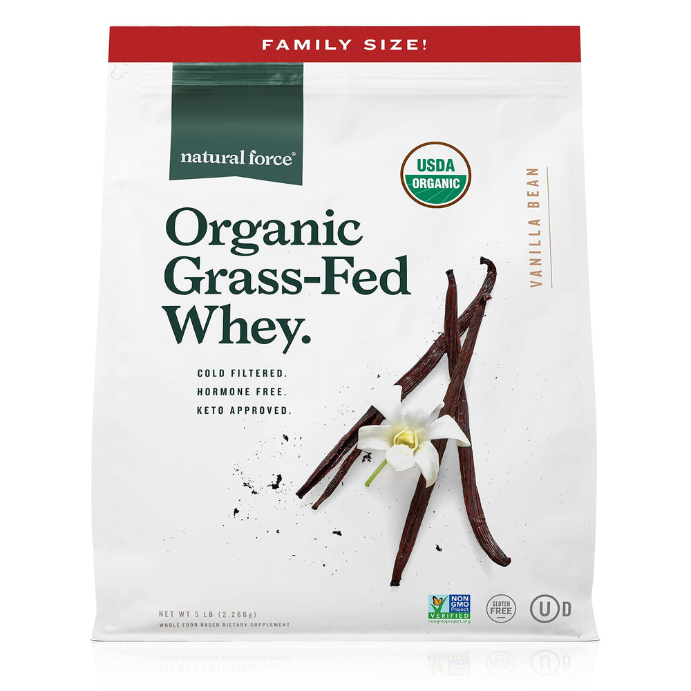 Natural Force Grass Fed Whey Vanilla Powder for smooth, keto-friendly shakes.