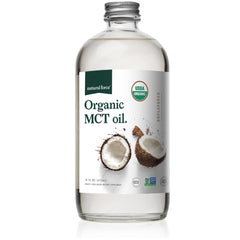 Natural Force MCT Oil glass bottle front, ideal for keto coffee boosts.