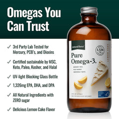Natural Force Pure Omega-3 lemon cake spoon-dispense highlights convenient dosing.