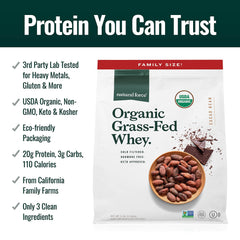 Natural Force Whey Protein Chocolate 5 lb scoop in bowl ready to blend