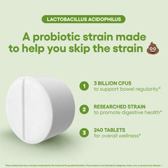 Natural Foundation Lactobacillus Acidophilus box with 240 tablets communicates value for digestive health.