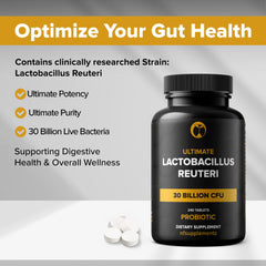 Natural Foundation Lactobacillus Reuteri bottle back label with testing and quality information