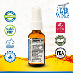 Natural Path Silver Wings amber glass bottle label highlighting purity and ingredients