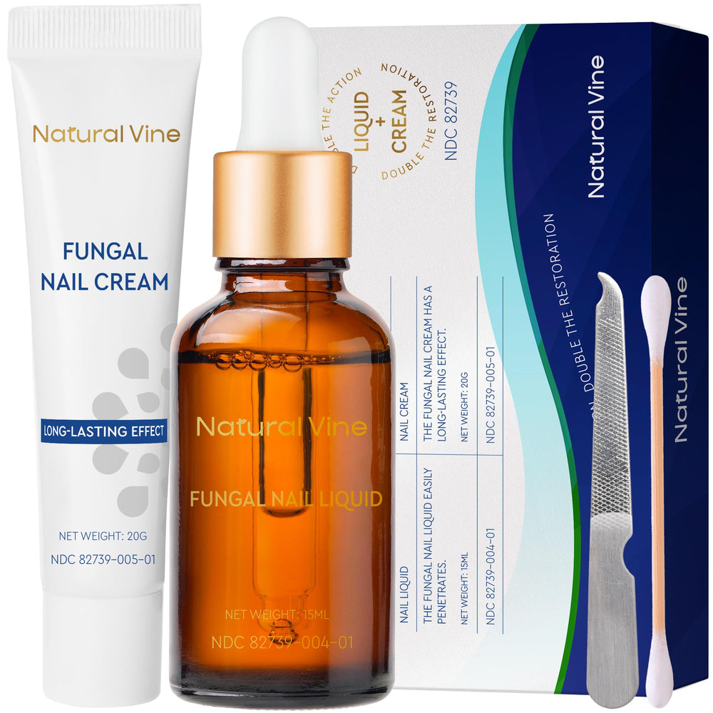 Natural Vine toenail fungus liquid bottle for at-home treatment.