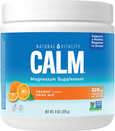 Natural Vitality CALM bottle-front with orange magnesium drink mix for daily calm.