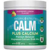 Natural Vitality CALM bottle front showing the magnesium and calcium blend for daily relaxation