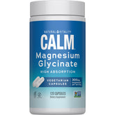 Natural Vitality Calm Magnesium bottle showing 120 CT capsules for daily relaxation support.